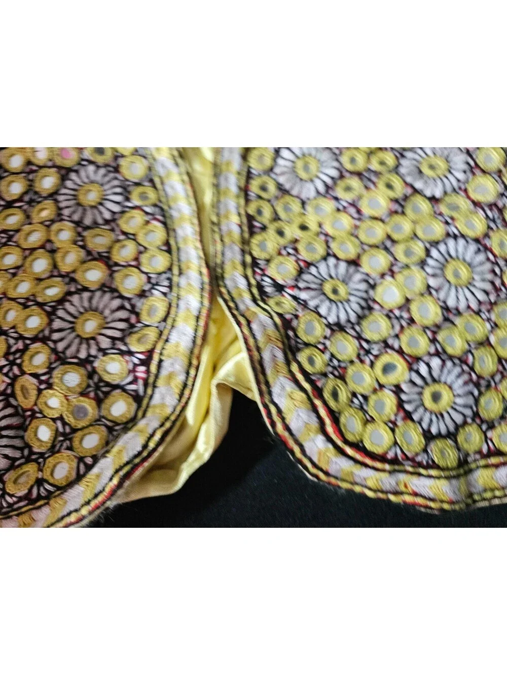 Vintage Kids Afghan Baluchi Emporium Waistcoat Vest Mirrored Yellow Gold Small